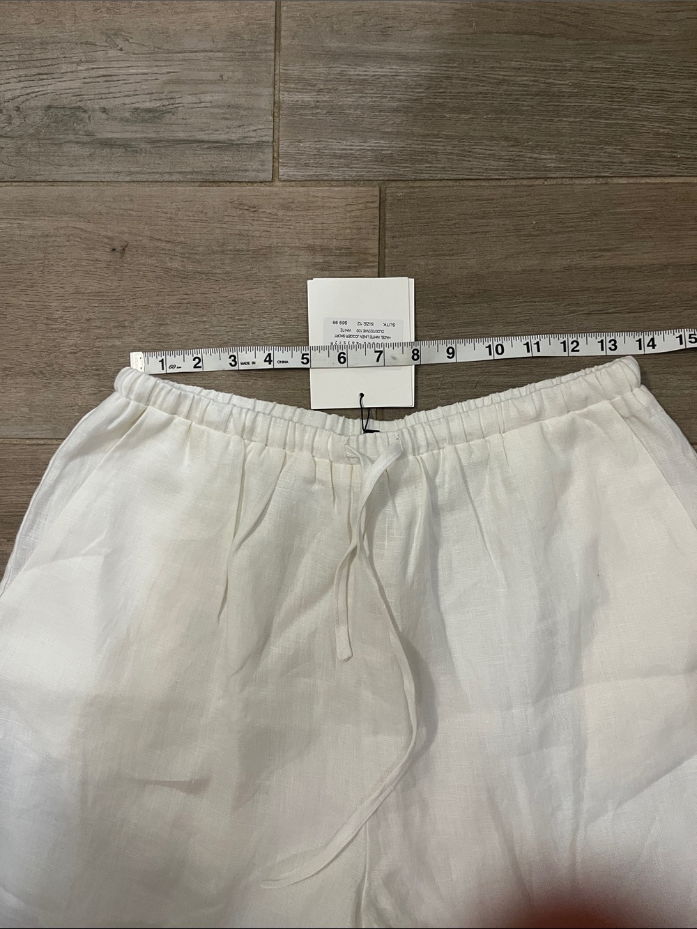 NWT DISSH White/Eggshell Elastic Waist LinenShorts - Picture 4 of 9